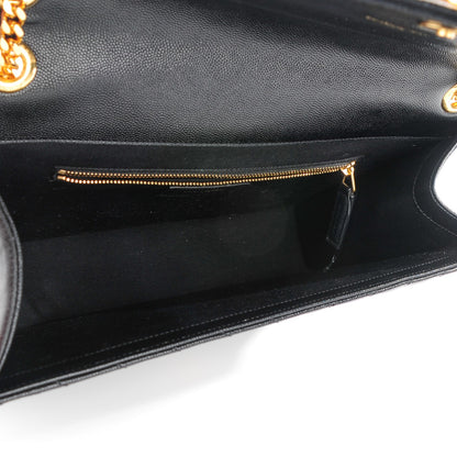 Saint Laurent Grain De Poudre Matelasse Chevron Large Monogram Satchel Black 5 of 8