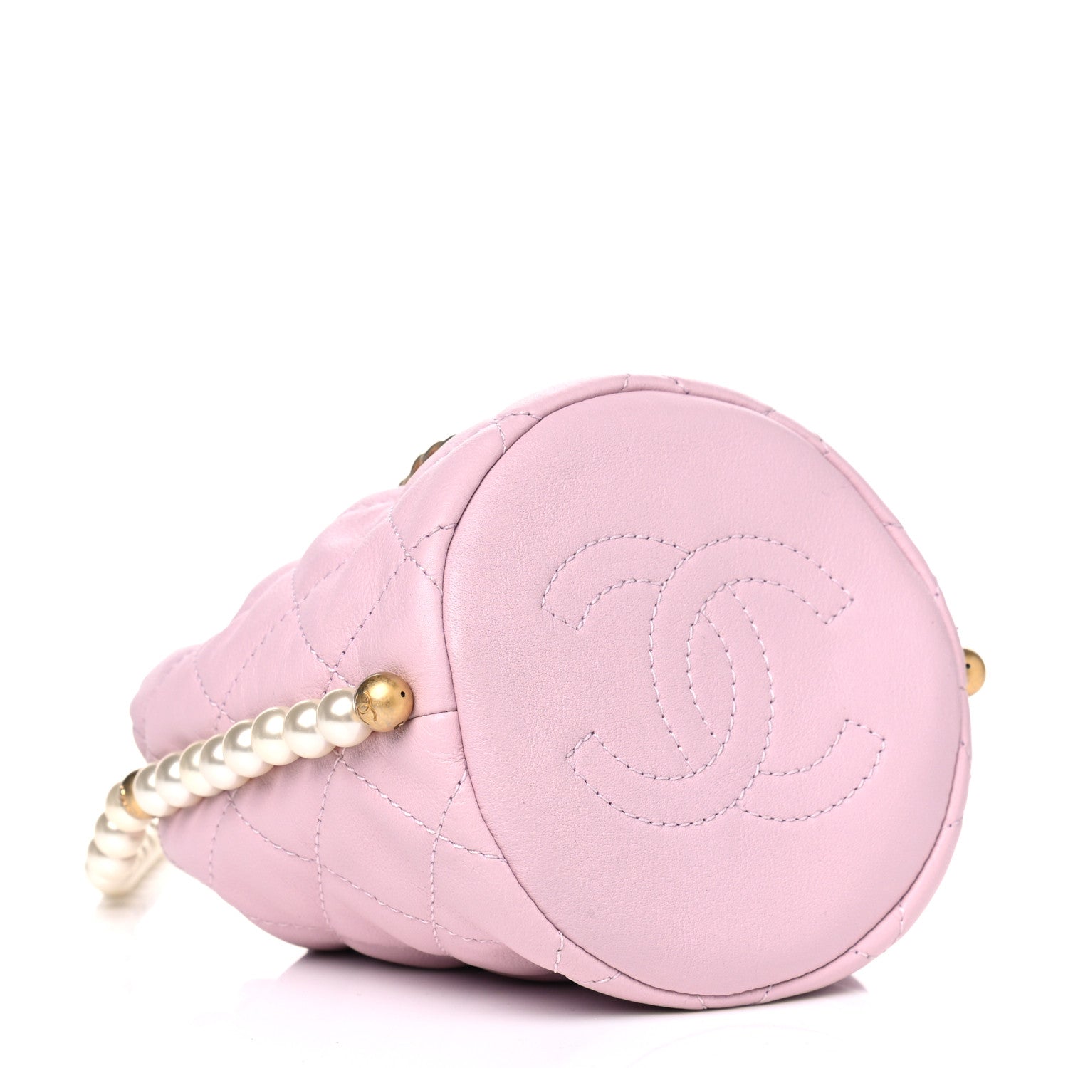 Chanel Calfskin Quilted Pearl Mini About Pearls Drawstring Bucket Light Pink 3 of 4