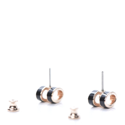 Hermes Rose Gold Lacquered Pop H Earrings Black 3 of 6