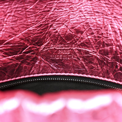 Balenciaga Metallized Crushed Calfskin Quilted Small Monaco Shoulder Bag Pink 6 of 10