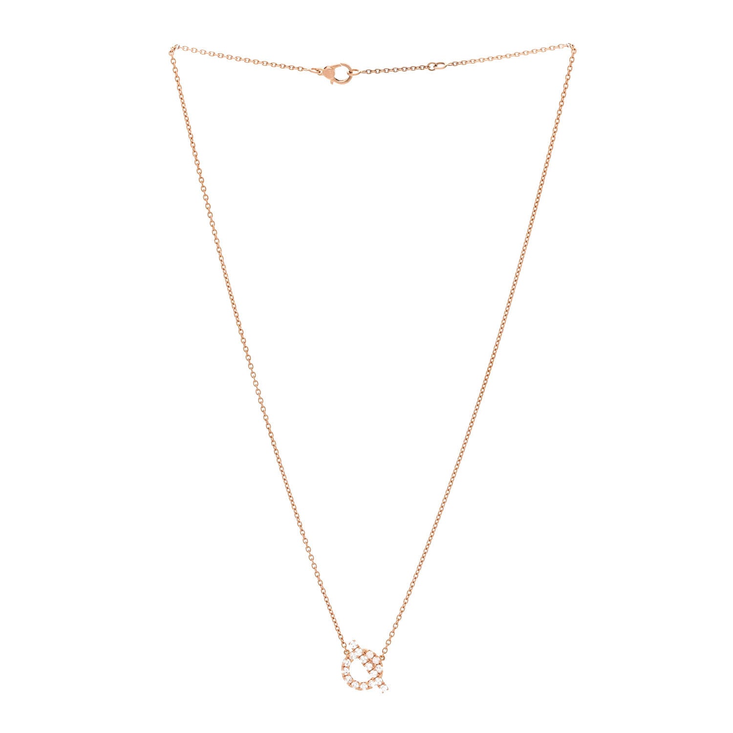 Hermes 18K Rose Gold Diamond Finesse Pendant Necklace 3 of 6