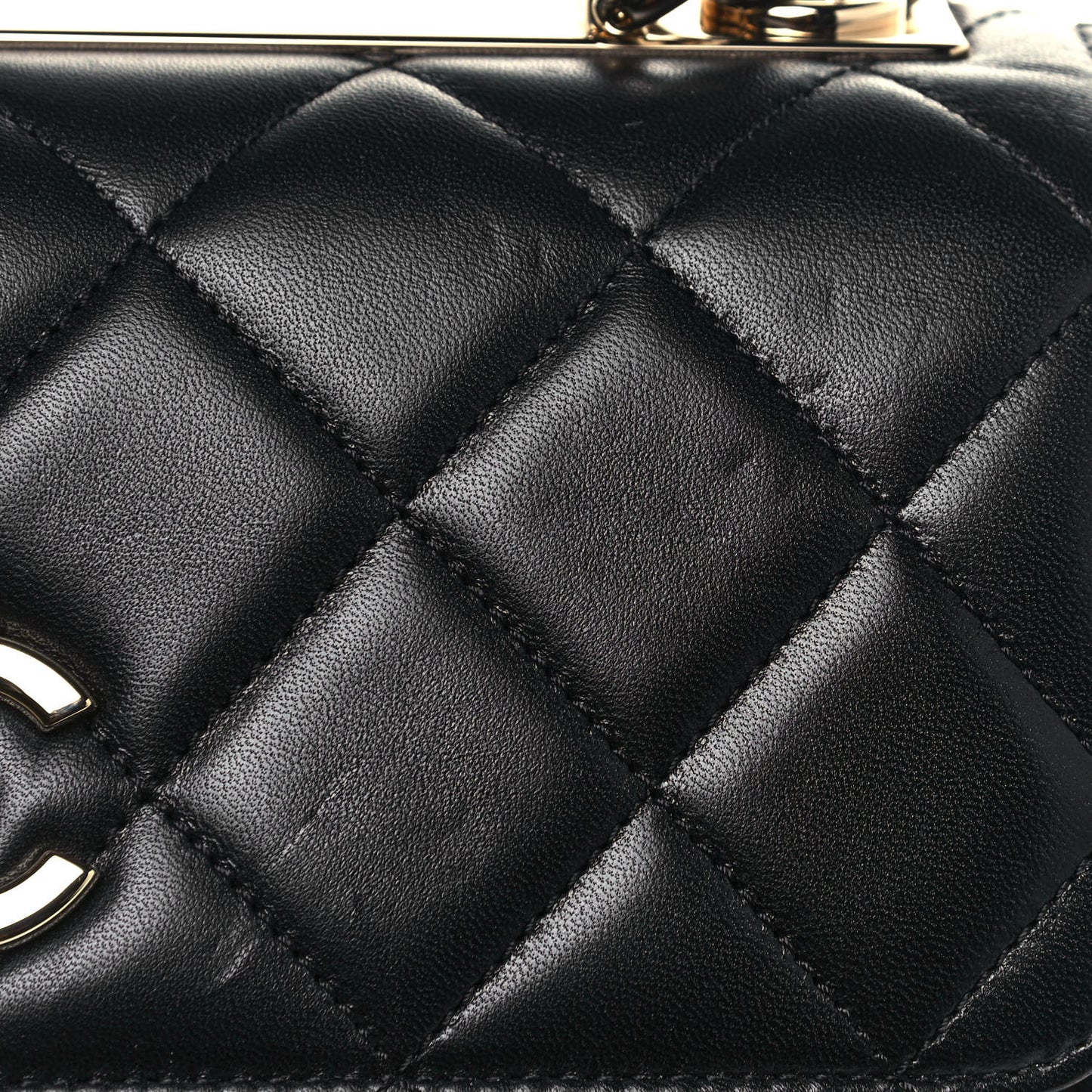 Lambskin Quilted Small Trendy CC Dual Handle Flap Bag Black