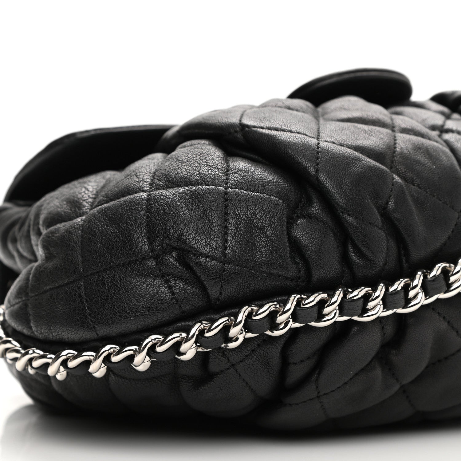 Chanel Washed Lambskin Quilted Chain Around Flap Black 8 of 10