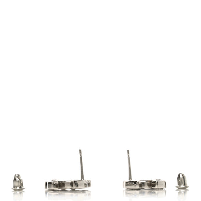 Chanel Baguette Crystal Double CC Earrings Silver 3 of 5