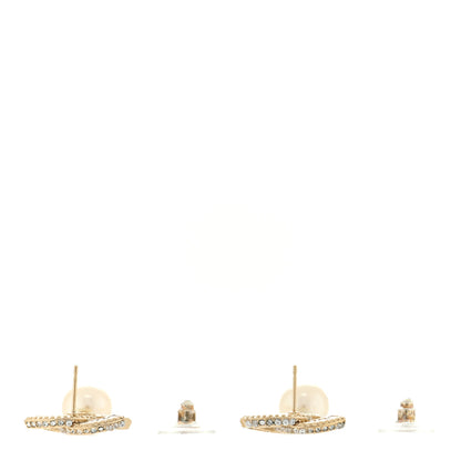 Chanel Crystal Pearl CC Drop Earrings Gold 3 of 4
