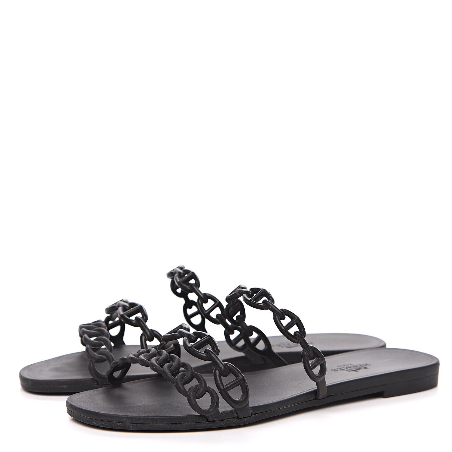 Hermes Rubber Chaine d'Ancre Rivage Sandals 37 Black 3 of 10
