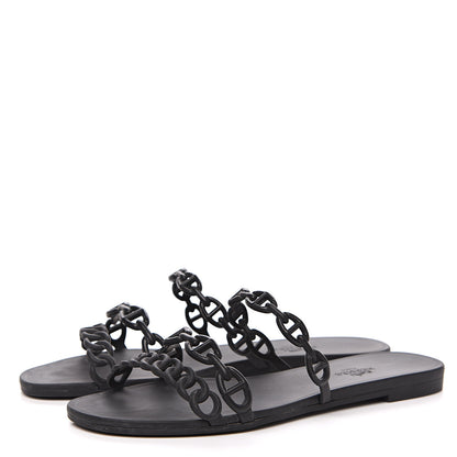 Hermes Rubber Chaine d'Ancre Rivage Sandals 37 Black 3 of 10