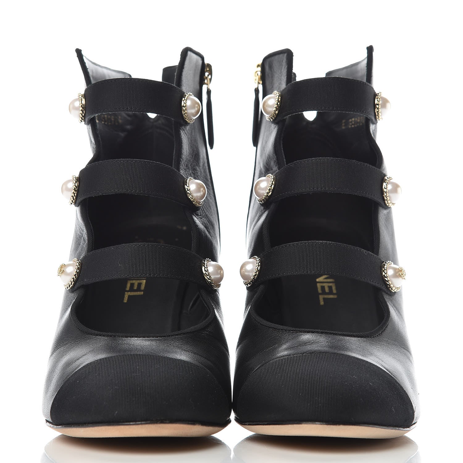 Chanel Lambskin Grosgrain Cap Toe Pearl Ankle Boots 40 Black 2 of 11