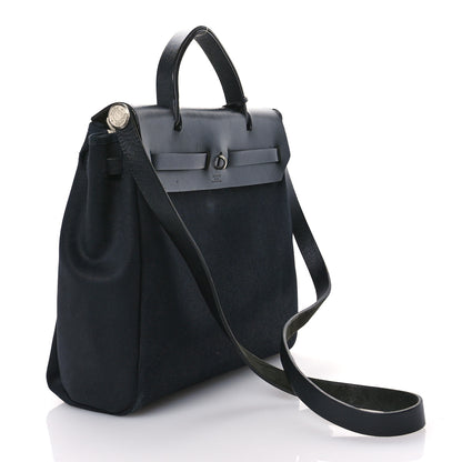 Hermes Toile Vache Calfskin Herbag 30 PM Black 3 of 13