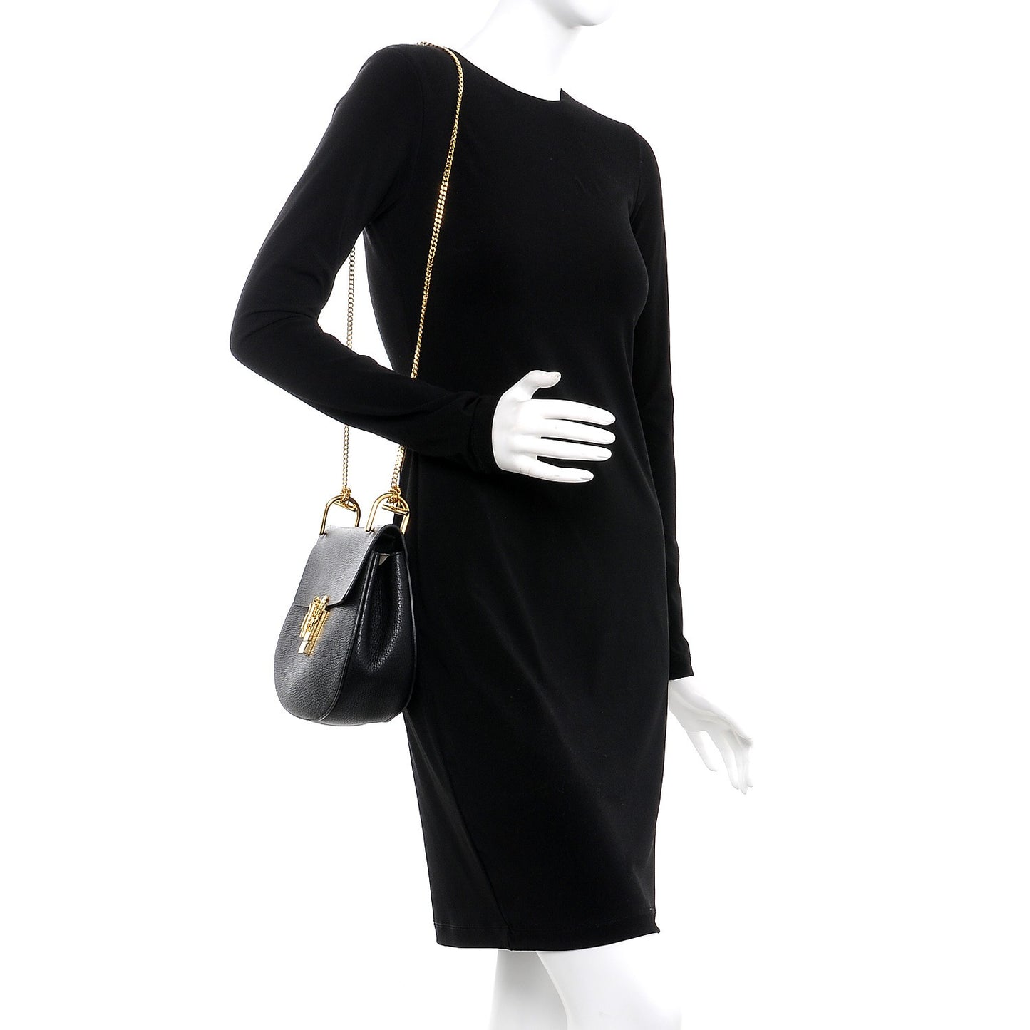Grained Lambskin Drew Shoulder Bag Black