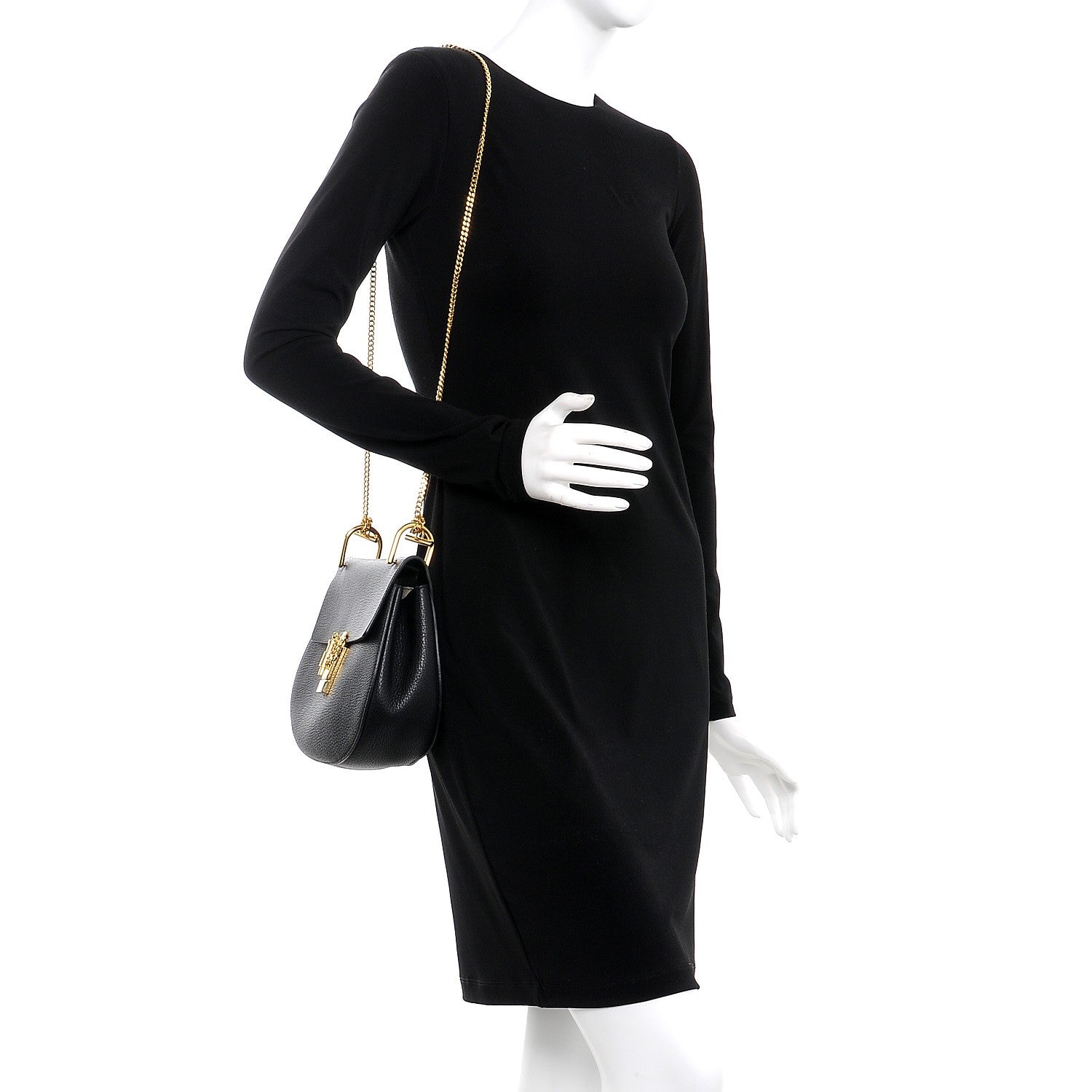 Chloe Grained Lambskin Drew Shoulder Bag Black 2 of 8
