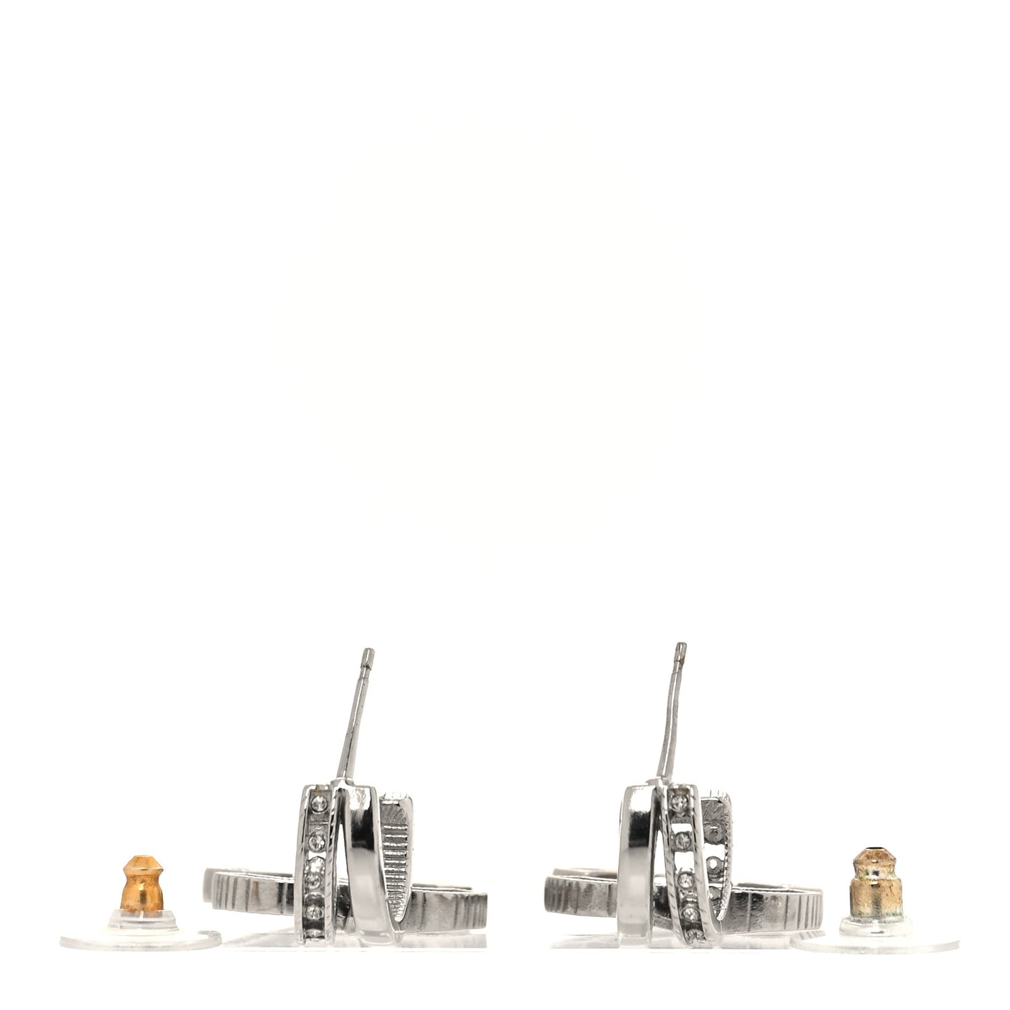 Crystal CC Drop Earrings Silver