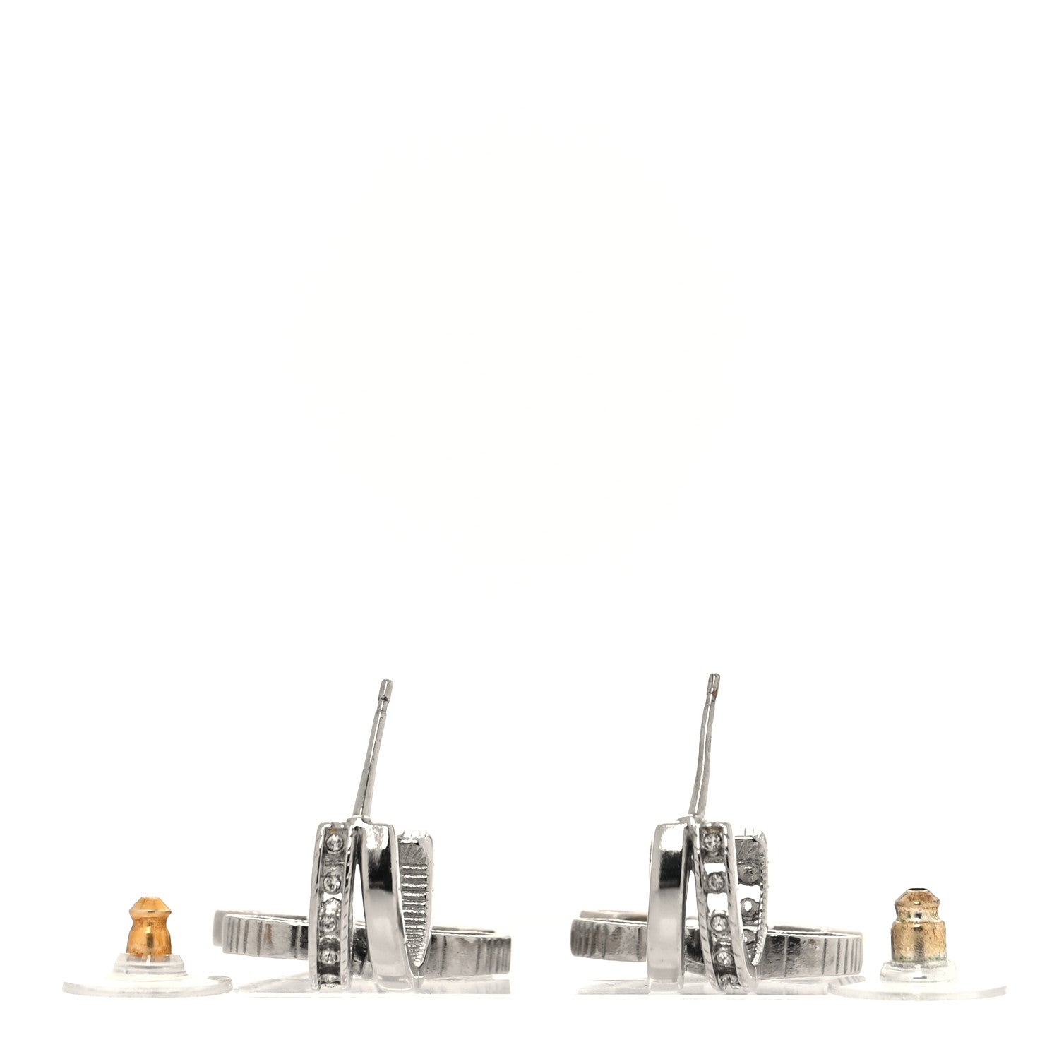 Chanel Crystal CC Drop Earrings Silver 3 of 5