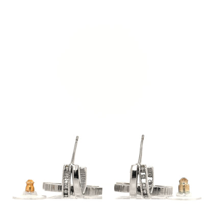 Chanel Crystal CC Drop Earrings Silver 3 of 5