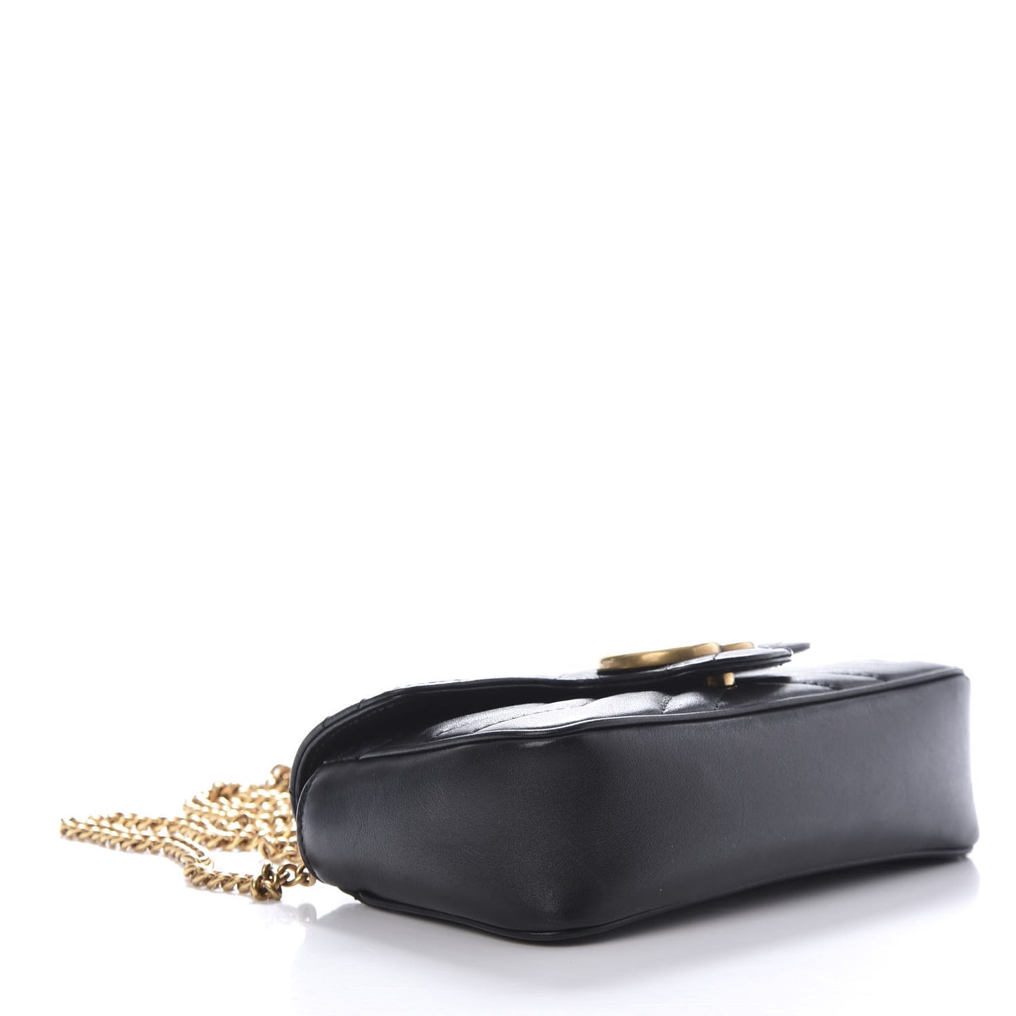Calfskin Matelasse Super Mini GG Marmont Shoulder Bag Black