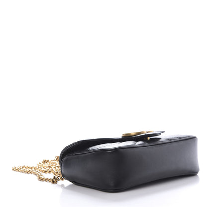 Gucci Calfskin Matelasse Super Mini GG Marmont Shoulder Bag Black 4 of 10