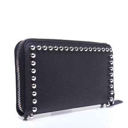 Fendi Vitello Elite Mink Fur Studded Karlito Zip Around Wallet Black 3 of 12