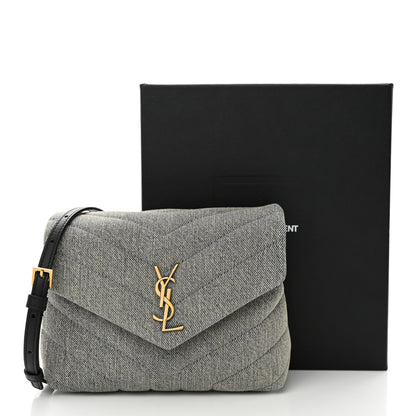 Saint Laurent Denim Y Quilted Monogram Toy Loulou Crossbody Bag Grey 11 of 11
