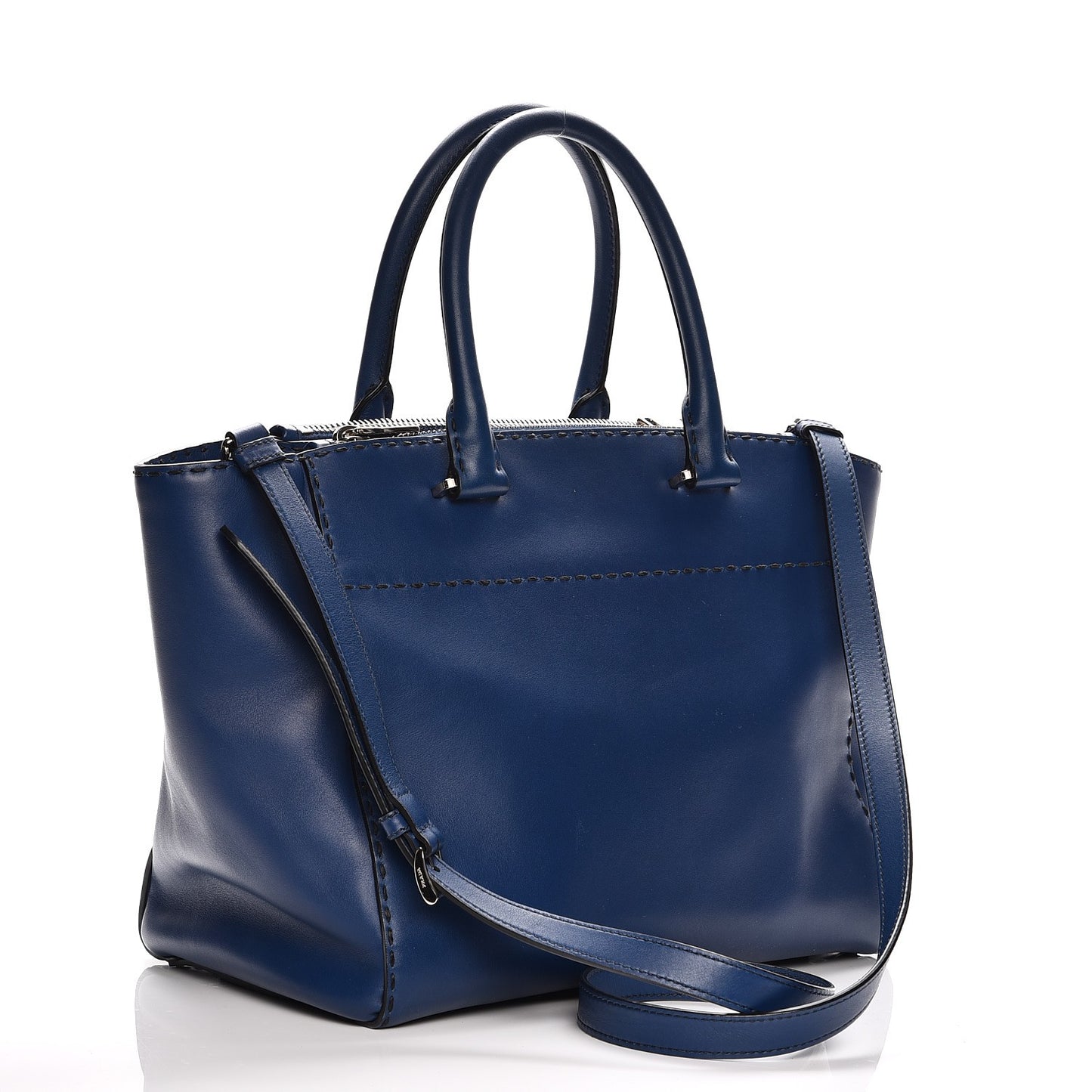 City Calf Small Hand Stitched Galleria Double Zip Tote Bleuette