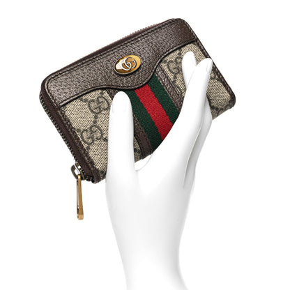 Gucci GG Supreme Web Ophidia Zip Around Card Case Brown 2 of 8