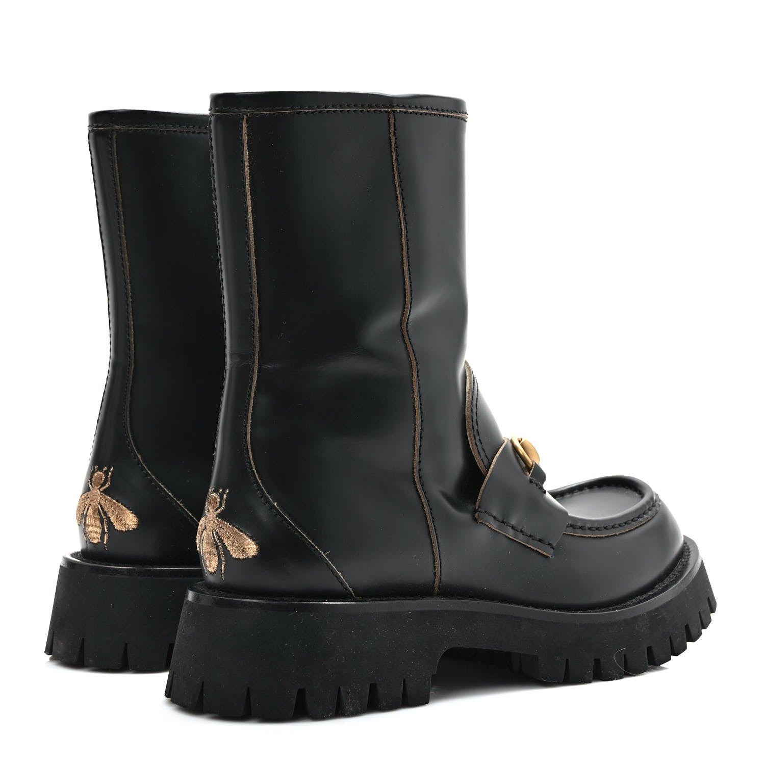 Gucci Cordovan Lux Womens Harald Horsebit 25mm Platform Boots 38.5 Black 4 of 11