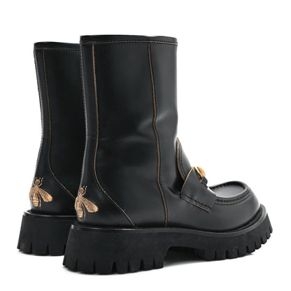 Gucci Cordovan Lux Womens Harald Horsebit 25mm Platform Boots 38.5 Black 4 of 11