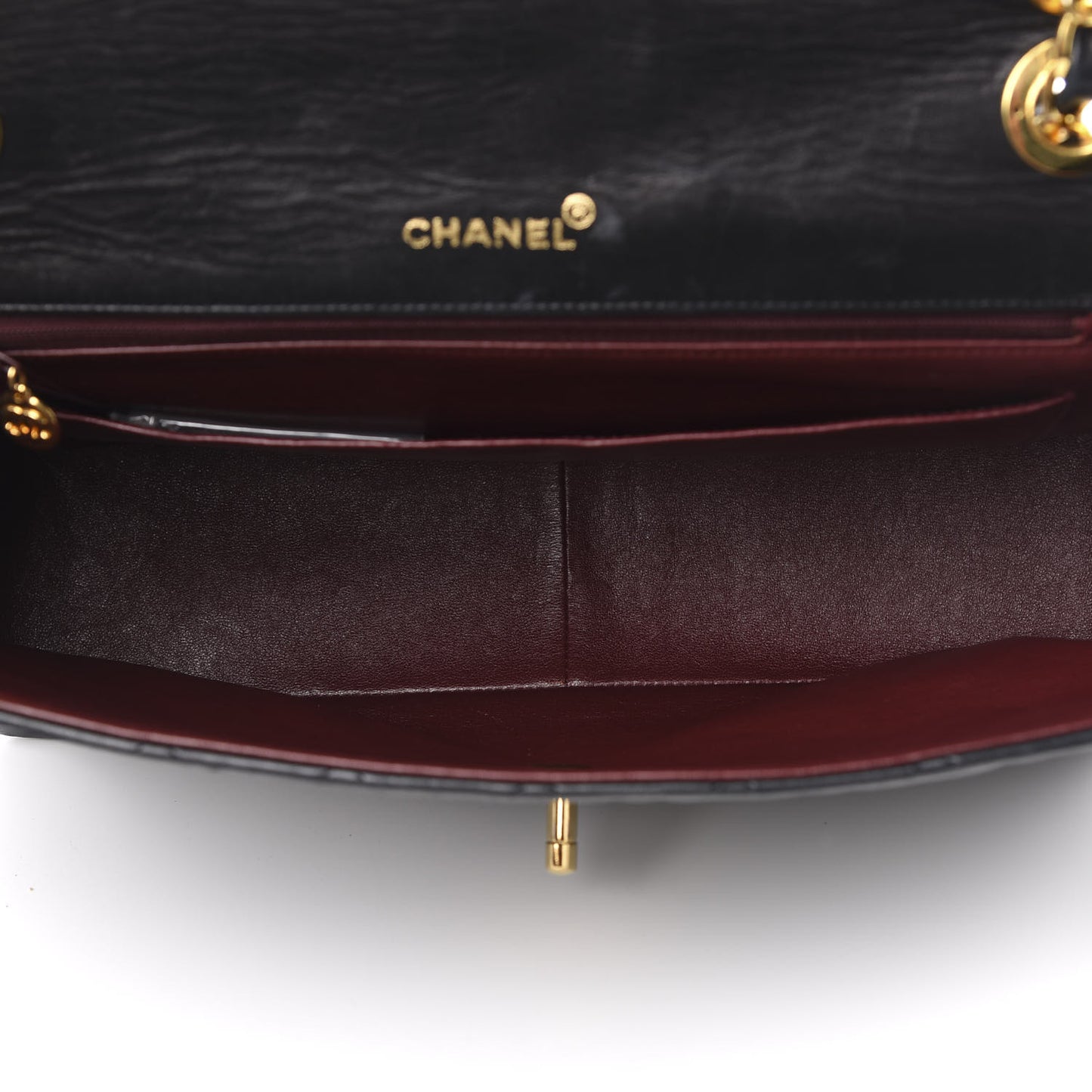 Lambskin Quilted XL Jumbo Single Flap Black