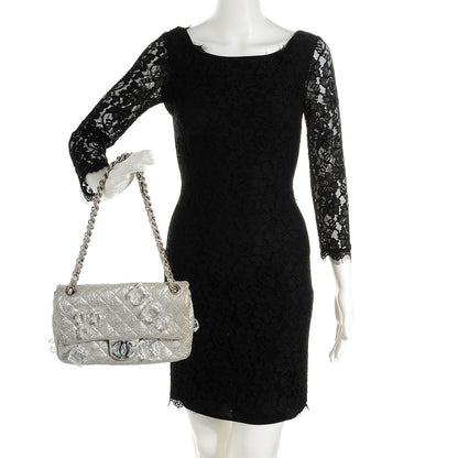 Chanel Calfskin Ice Cube On the Rocks Medium Flap Silver 2 of 7