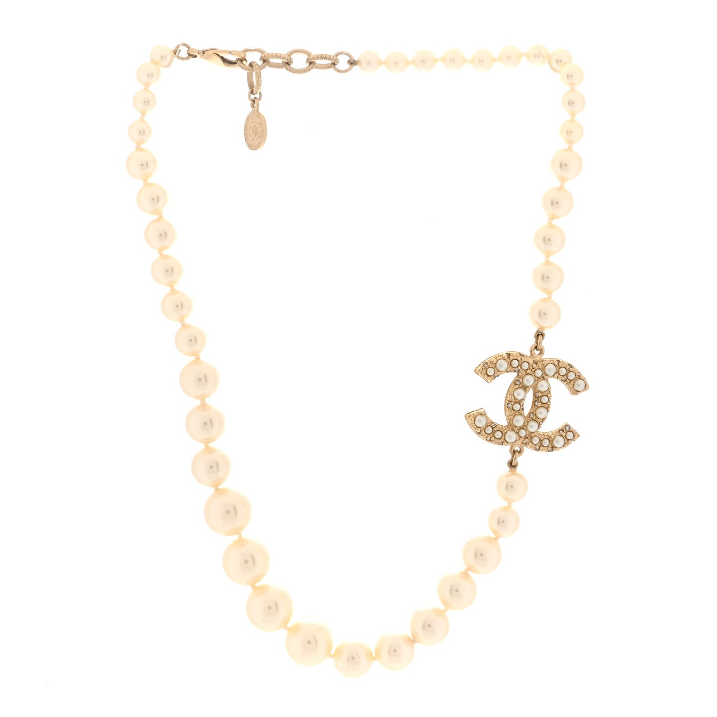 Pearl CC 100th Anniversary Necklace Light Gold