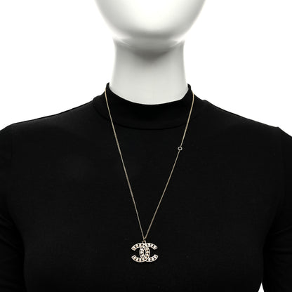 Chanel Crystal Pearl CC Pendant Necklace Gold 2 of 5