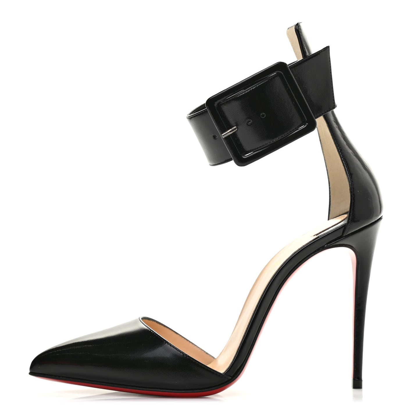 Patent Vinyl Harler 100 Ankle Strap Pumps 37.5 Black