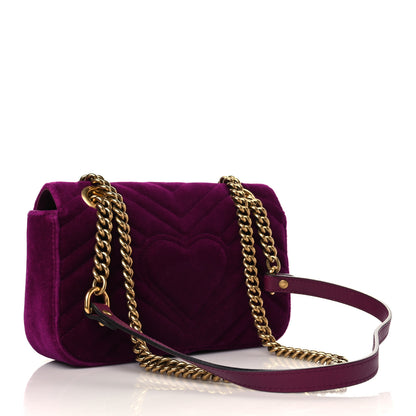 Gucci Velvet Matelasse Mini GG Marmont Shoulder Bag Fuchsia Violet Cyclamen 3 of 6