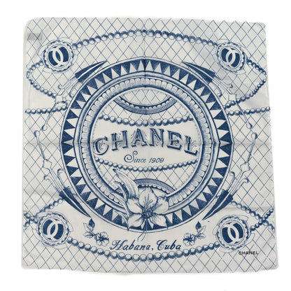 Chanel Cotton Havana Cuba Scarf White Blue 1 of 3