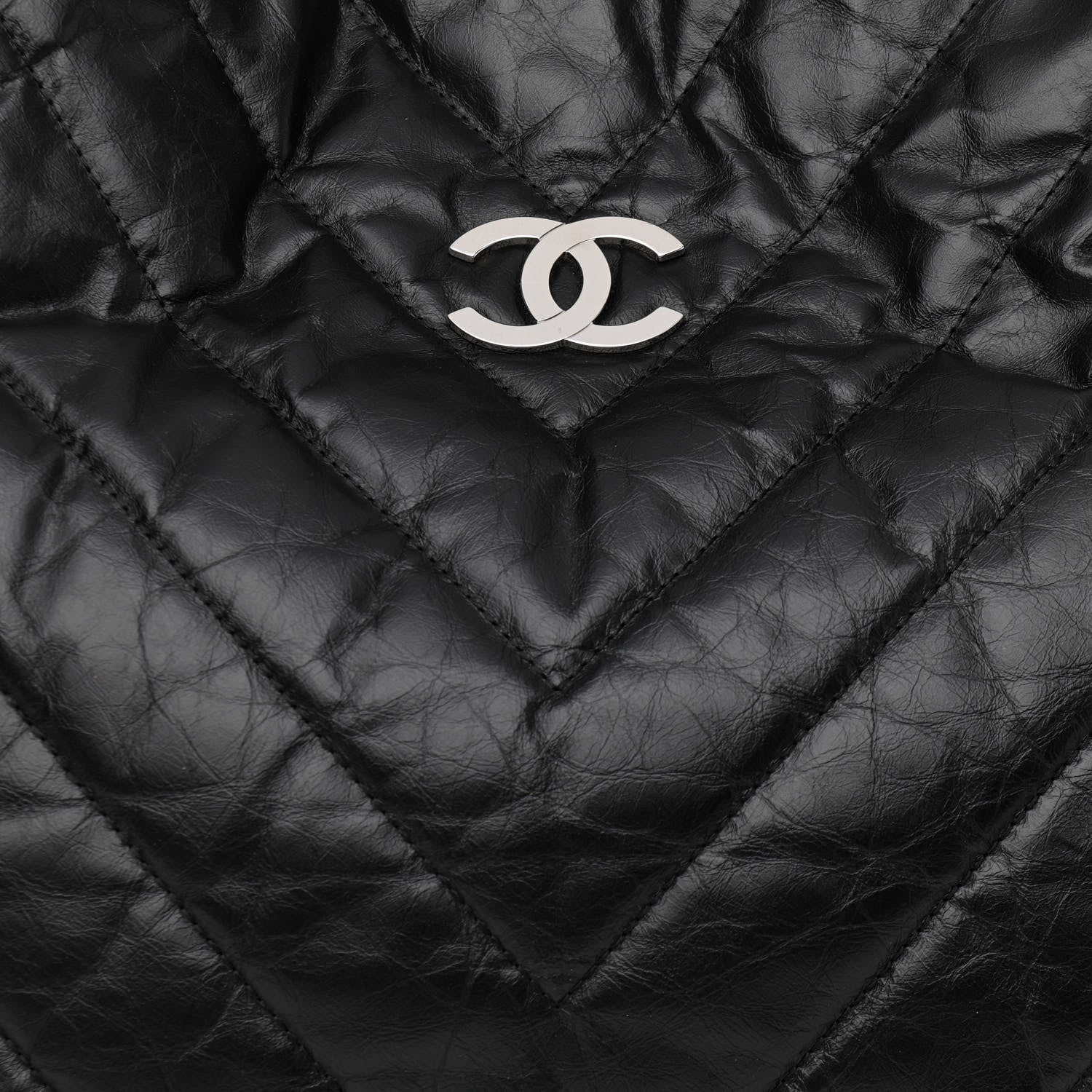 Chanel Aged Calfskin Chevron Small Big Bang Hobo Black 7 of 10