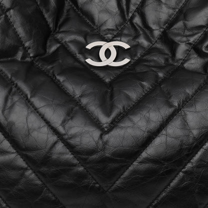 Chanel Aged Calfskin Chevron Small Big Bang Hobo Black 7 of 10