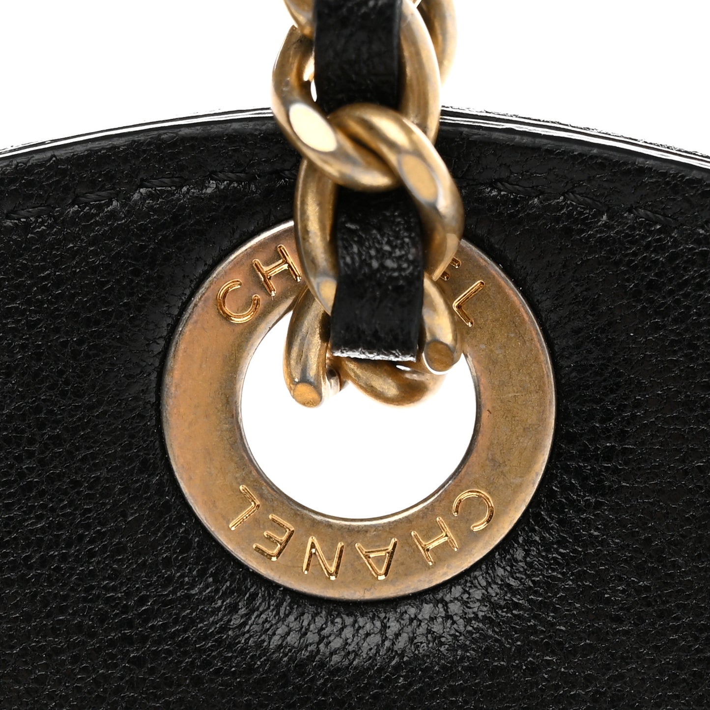 Lambskin Quilted Chanel 19 Luggage Tag Black