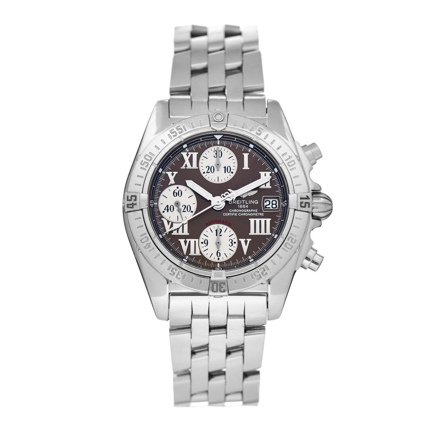Breitling Stainless Steel 44mm Chrono Cockpit Automatic Watch Brown A13358 1 of 5