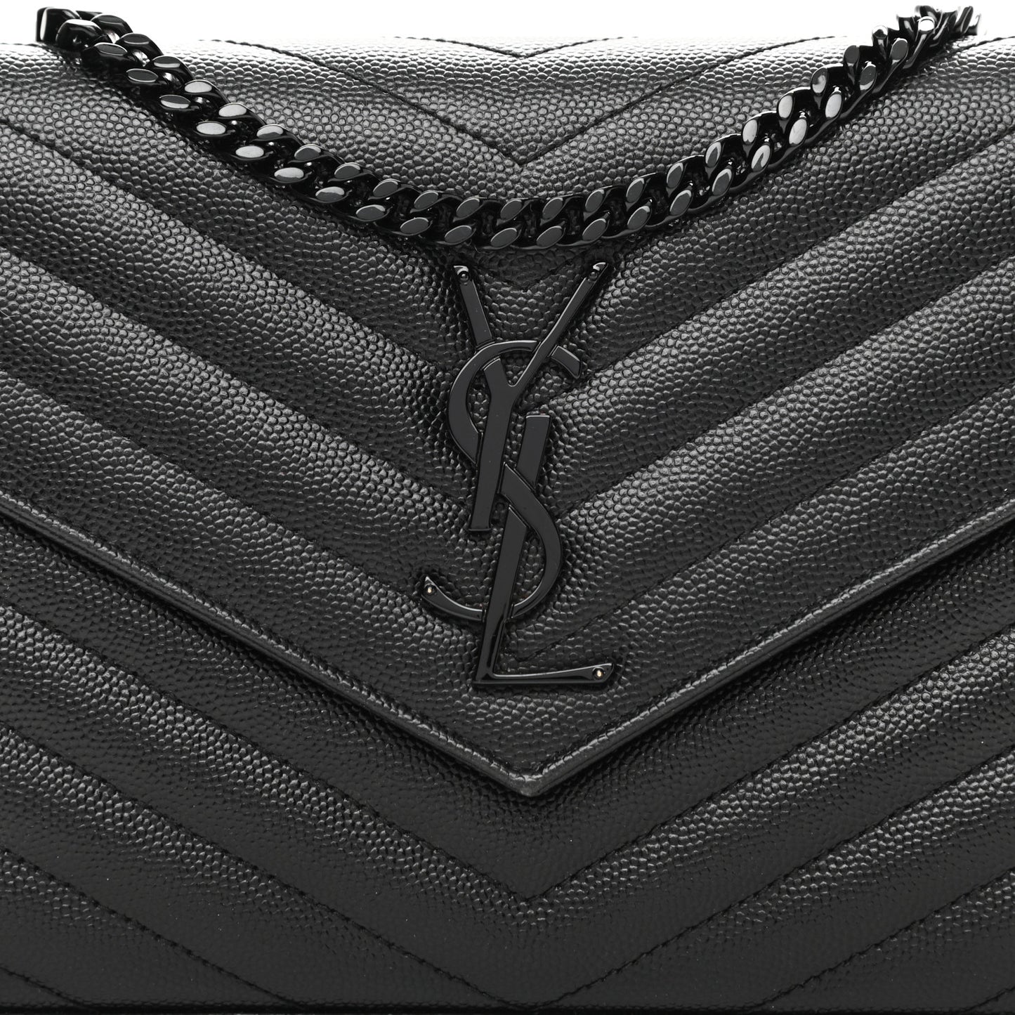 Grain De Poudre Matelasse Chevron Monogram Chain Wallet Black