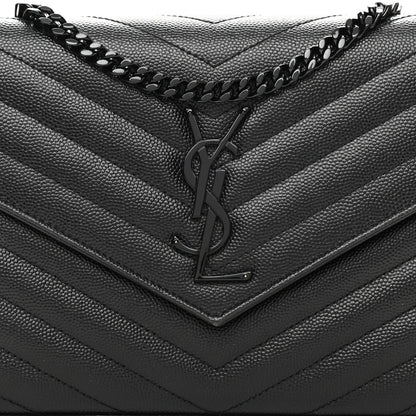 Saint Laurent Grain De Poudre Matelasse Chevron Monogram Chain Wallet Black 8 of 10