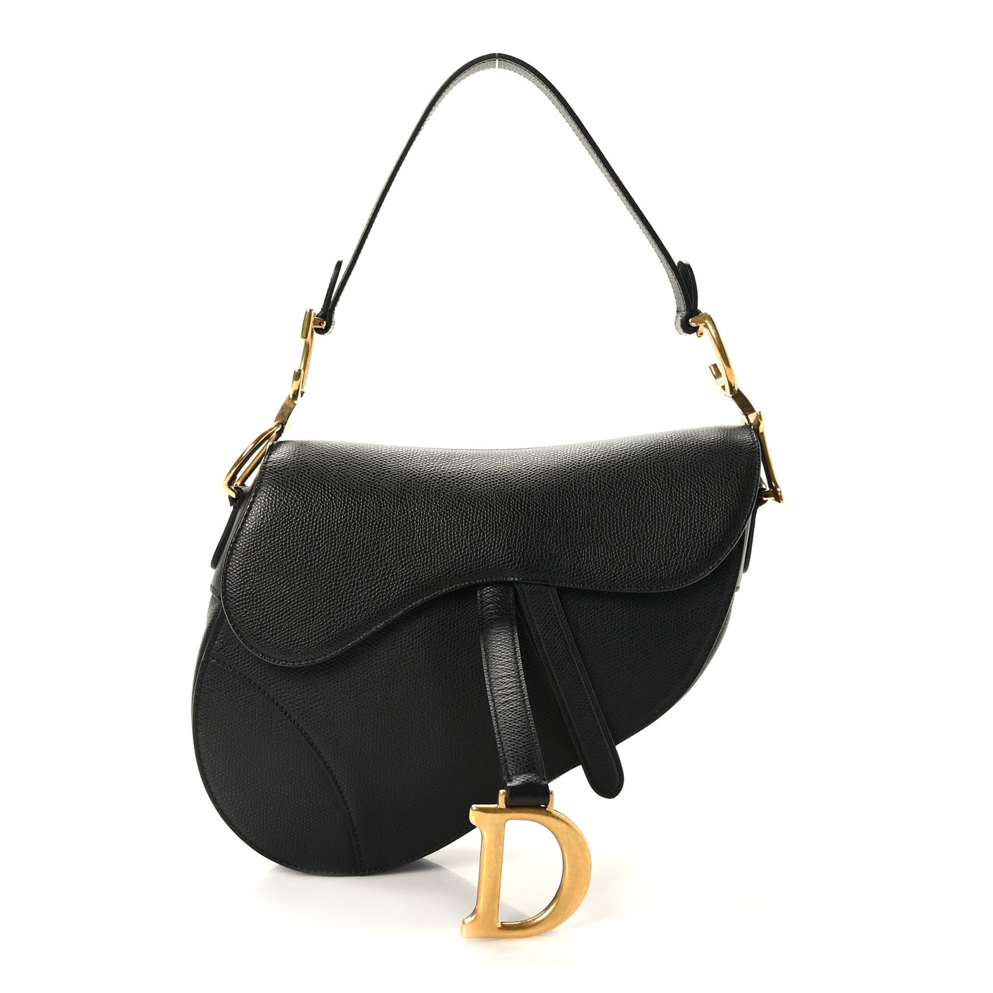 Grained Calfskin Saddle Bag Black