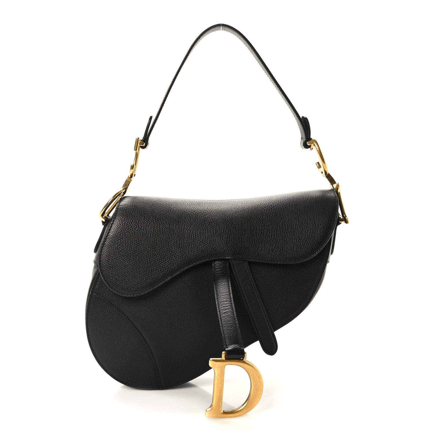 Christian Dior Grained Calfskin Saddle Bag Black 1 of 9