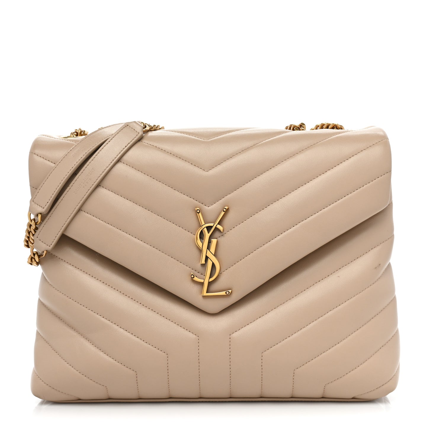Calfskin Y Quilted Monogram Medium Loulou Chain Satchel Dark Beige