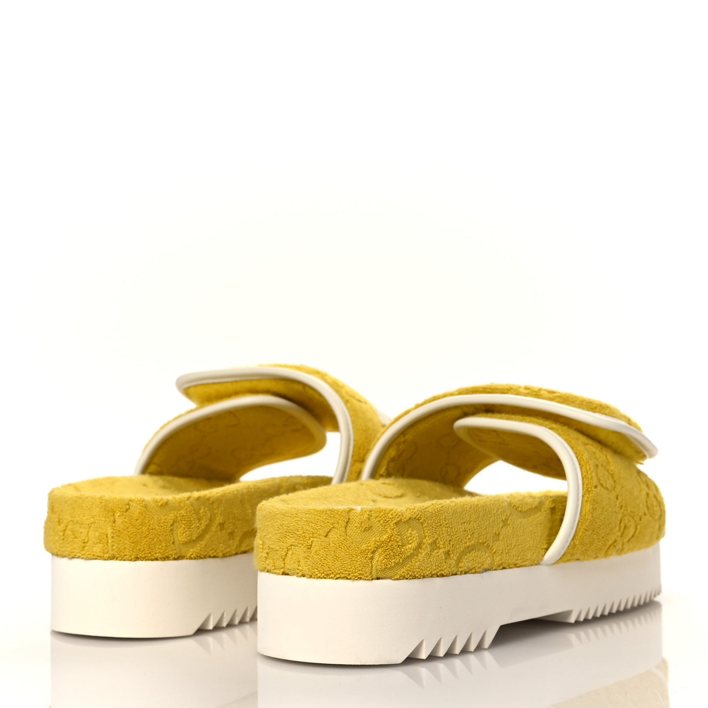 X ADIDAS Terry Cloth Trefoil GG Monogram Womens Platform Sandals 39 Smile Yellow Off White