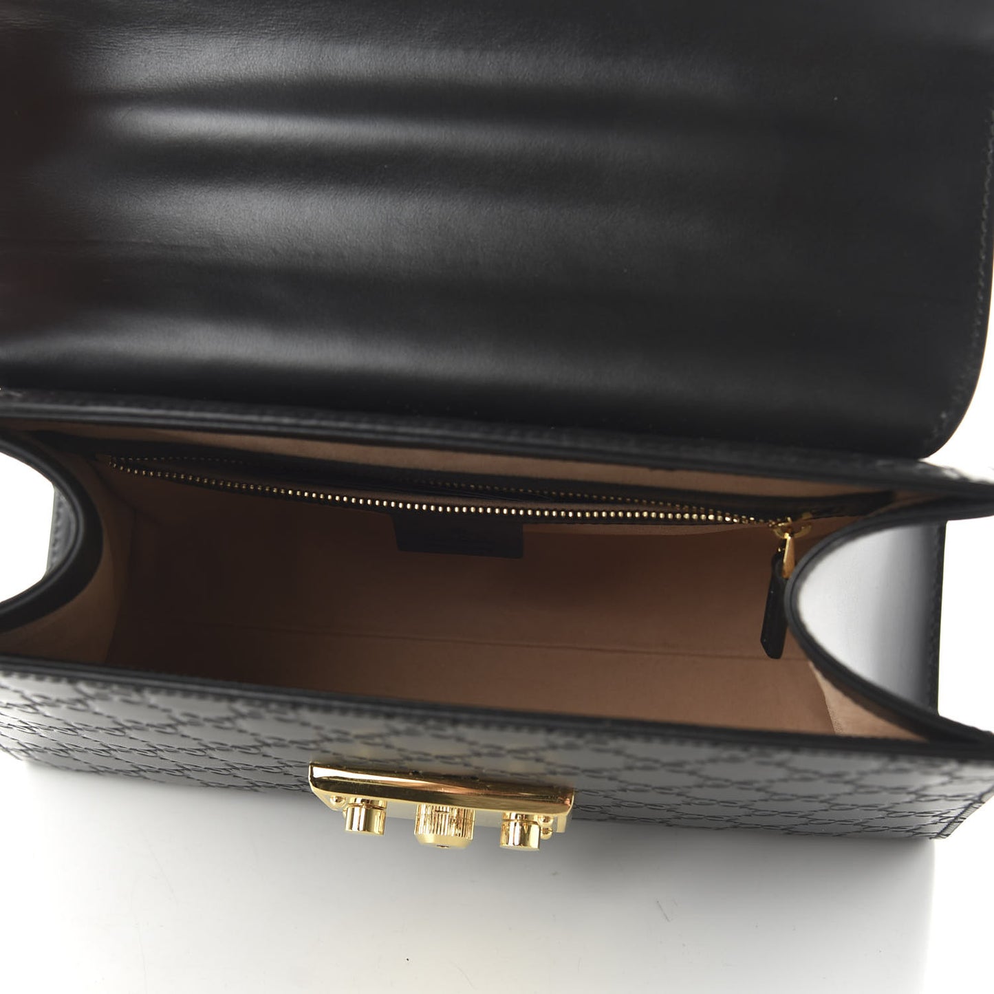 Guccissima Signature Small Padlock Top Handle Bag Black