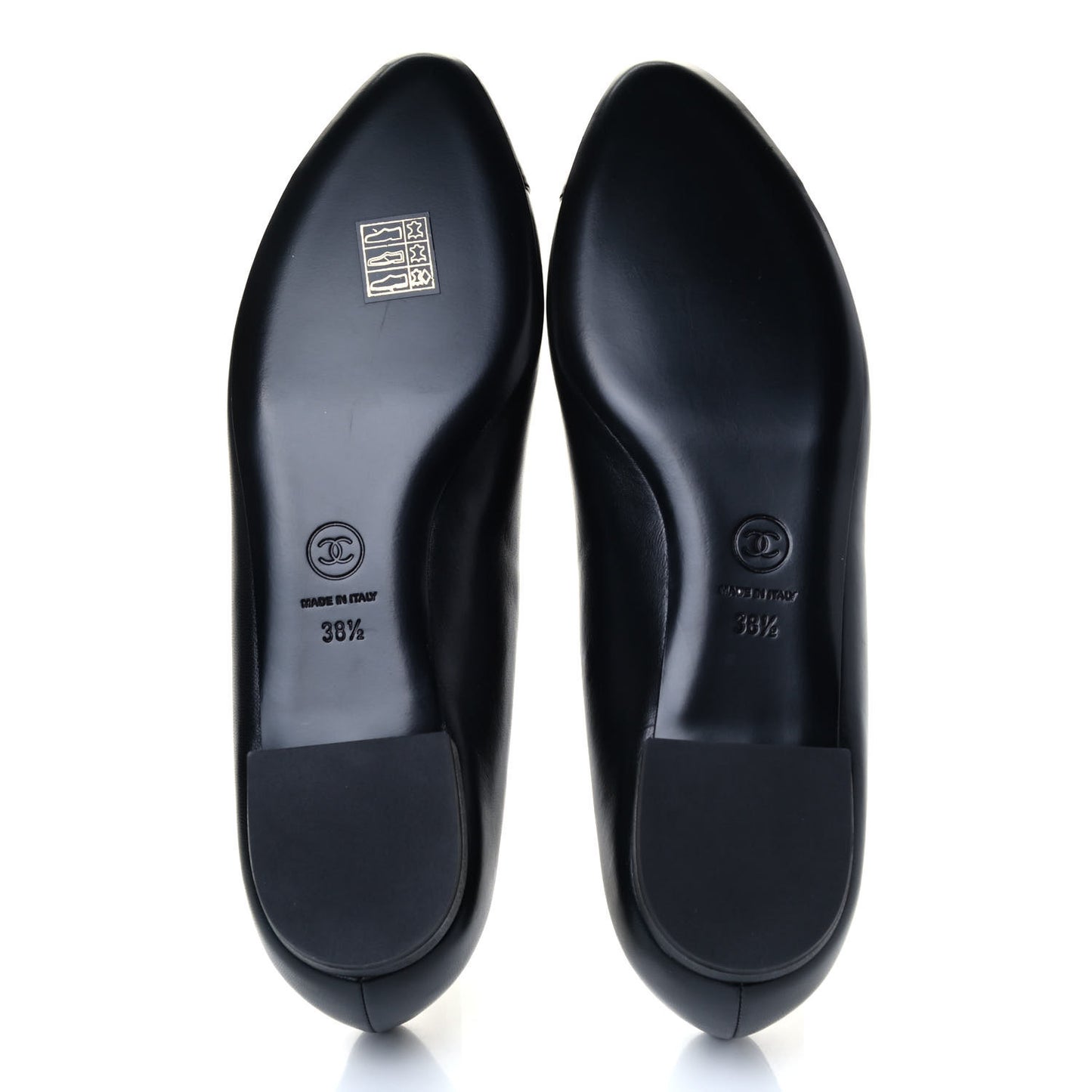 Lambskin Patent Cap Toe Camellia Ballerina Flats 38.5 Black