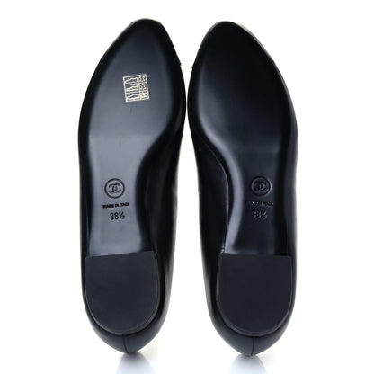 Chanel Lambskin Patent Cap Toe Camellia Ballerina Flats 38.5 Black 4 of 7