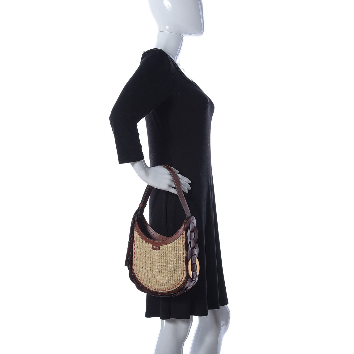 Chloe Calfskin Raffia Embroidered Small Darryl Crossbody Brown 2 of 11