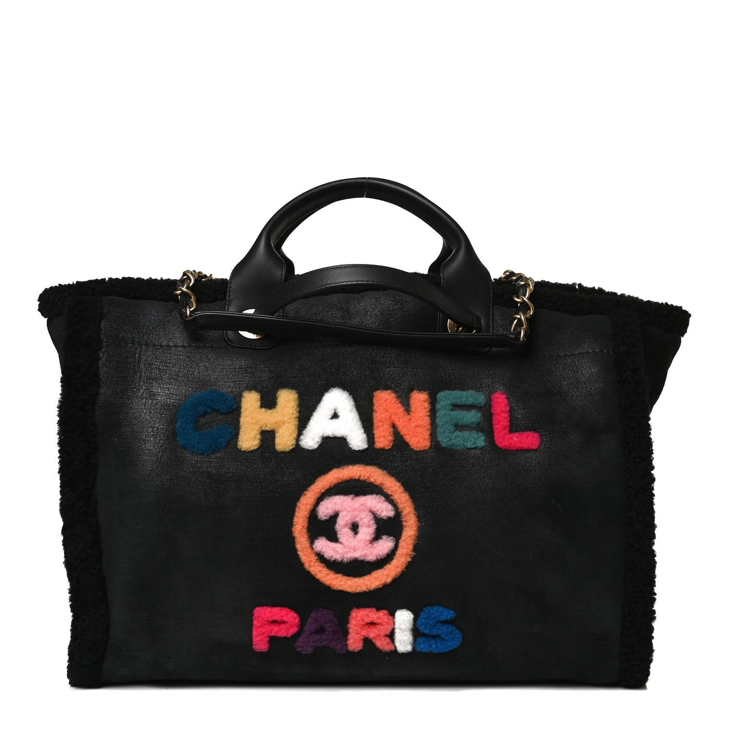 Shearling Large Deauville Tote Black