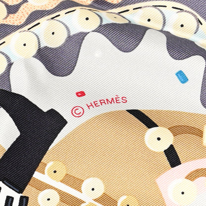 Hermes Silk Costume de Fete Scarf 90 Mauve Gris Perle Bois De Rose 4 of 4