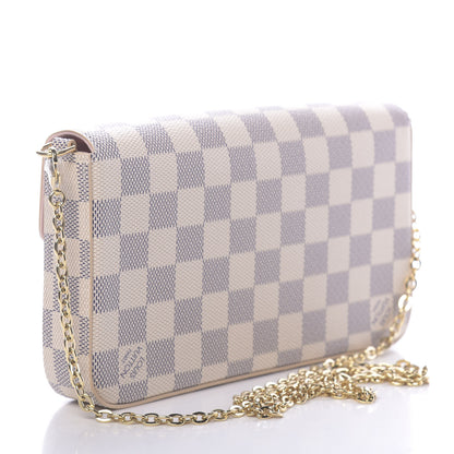 Louis Vuitton Damier Azur Pochette Felicie Chain Wallet Rose Ballerine 4 of 10